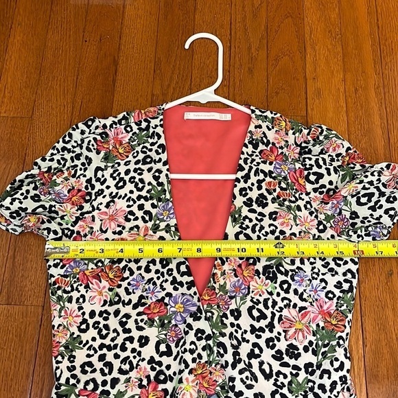 Zara Cheetah Floral Wrap Mini Dress 90s Y2K Size XS - Picture 9 of 11